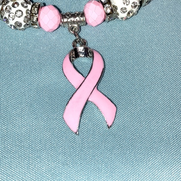 Breast Cancer Awareness Gemstone Silver Bracelet - Picture 4 of 8